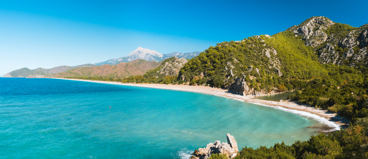 Beautiful Mediterranean Sea With Clear Turquoise Water And Pine