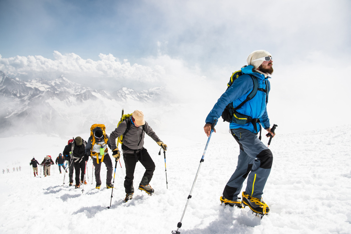 Alpine glacier walking 